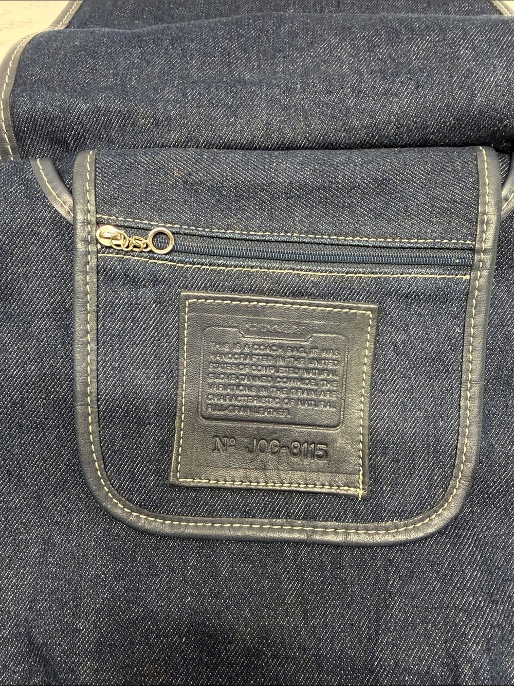 Vintage Coach Crossbody Bag Purse Hippie Canvas Denim Leather Navy Blue USA - Picture 9 of 10